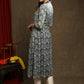 Smart Navy Blue Floral A-Line Jacket Style Kurta With Pearl Highlights - Pant Optional