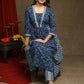 Trendy Indigo Combination A-Line Kurta - Pant Optional