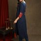 Smart Navy Blue Cotton  Ajrakh Combination Kurta With Pearl Embellishments - Pant Optional