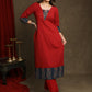 Stylish Maroon Cotton Ajrakh Combination Kurta With Pearl Embellishments - Pant Optional