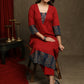 Stylish Maroon Cotton Ajrakh Combination Kurta With Pearl Embellishments - Pant Optional