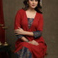 Stylish Maroon Cotton Ajrakh Combination Kurta With Pearl Embellishments - Pant Optional