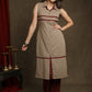 Trendy Beige Cotton Collared Ikat Combination Kurta - Pant Optional