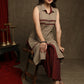 Trendy Beige Cotton Collared Ikat Combination Kurta - Pant Optional