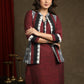 Exclusive Wine Pure Cotton Kurta - Multi Colour Ikat Jacket Optional