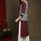 Exclusive Wine Pure Cotton Kurta - Multi Colour Ikat Jacket Optional
