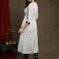 Elegant Pure Ivory And Black Double Ikat Shrug - Kurta Optional