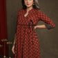 Elegant Maroon Ajrakh Combination A-Line Gathered Kurta - Pant Optional