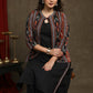 Black Ikat Combination Kurta With Ikat Jacket - Pant Optional