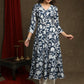 Exquisite Navy Blue Floral Printed A-Line Flared Kurta Highlighted With Beautiful Lace - Pant Optional
