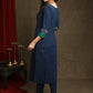 Exquisite Navy Blue Cotton  Ajrakh combination Straight Cut Kurta Paired With Ajrakh Stole - Pant Optional