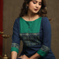 Exquisite Navy Blue Cotton  Ajrakh combination Straight Cut Kurta Paired With Ajrakh Stole - Pant Optional