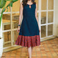 Trendy Navy Blue Cotton A-Line Dress with Ajrakh Frilled Hemline