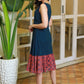 Trendy Navy Blue Cotton A-Line Dress with Ajrakh Frilled Hemline