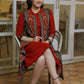 Classy Maroon Cotton A-Line Dress with Multi-Colour Ikat Sleeveless Jacket