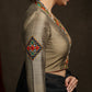 Golden Cotton Silk Kutch Mirror Embroidered Blouse