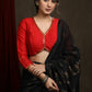 Red Cotton Silk Lace Highlighted Festive Blouse