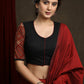 Trendy Black Cotton Ajrakh Combination Mirror Work Blouse - Plain Saree Optional