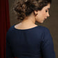 Classy Navy Blue Cotton Ajrak Combination Top
