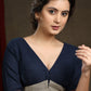 Classy Navy Blue Cotton Ajrak Combination Top