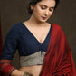 Classy Navy Blue Cotton Ajrak Combination Top