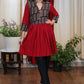 Striking Maroon Cotton Ajrakh Combination Tunic With Buttons and Tassles