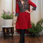 Striking Maroon Cotton Ajrakh Combination Tunic With Buttons and Tassles