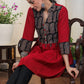 Striking Maroon Cotton Ajrakh Combination Tunic With Buttons and Tassles