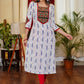 Graceful Ikat Cotton Straight Cut Kurta with Hand made Kutch Mirror work on Yoke and Sleeves
