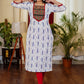 Graceful Ikat Cotton Straight Cut Kurta with Hand made Kutch Mirror work on Yoke and Sleeves