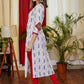 Graceful Ikat Cotton Straight Cut Kurta with Hand made Kutch Mirror work on Yoke and Sleeves