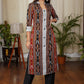 Elegant Straight Cut Kurta with Cotton Ikat and Cotton silk Combination