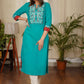 Elegant Straight Cut Cotton kurta With Pretty Embroidery Work on the Yoke