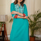 Elegant Straight Cut Cotton kurta With Pretty Embroidery Work on the Yoke