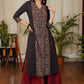 Unique Straight Cut Cotton Ikat kurta with Ajrakh Animal Print Front Panel