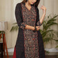 Unique Straight Cut Cotton Ikat kurta with Ajrakh Animal Print Front Panel