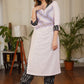 Elegant Hand Painted Gond Art on a Straight Cut Cotton Ikat Combinaton Pink Kurta