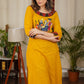 Designer Ikat Combination Cotton Straight cut Kurta With Hand Painted Tribal Art