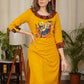 Designer Ikat Combination Cotton Straight cut Kurta With Hand Painted Tribal Art