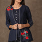 Exclusive Cotton Navy Blue Embroidered Shrug