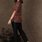 Black Ajrakh Shrug, Cotton Silk Inner with Antique Gold Handwork - 2 Piece (Shrug + Inner) Pants Additional