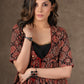 Black Ajrakh Shrug, Cotton Silk Inner with Antique Gold Handwork - 2 Piece (Shrug + Inner) Pants Additional