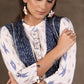 Classy Cotton Ikat A Line Kurta with Navy Blue Ikat Shrug - 2 Piece (Pant Additional)
