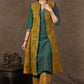 Green Ikat Kurta with Gota Patti Work, Matching Palazzo With Stone Work & Long Ajrakh Shrug- 3 Piece