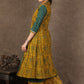 Green Ikat Kurta with Gota Patti Work, Matching Palazzo With Stone Work & Long Ajrakh Shrug- 3 Piece