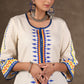 Graceful Hand Painted Front Open Kurta with Cotton Blue Fitted Pants - 2 Piece (Kurta & Pant Set)