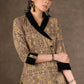 A Line Jacket Style Ajrakh Kurta with Velvet Detailing & Matching Pants - 2 Piece (Kurta & Pant Co-Ord Set)