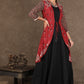 Black Flared Cotton Gown with Ajrakh Detailing & Embroidery on Jacket - 2 Piece (Gown + Jacket)