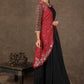 Black Flared Cotton Gown with Ajrakh Detailing & Embroidery on Jacket - 2 Piece (Gown + Jacket)