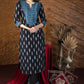 Exclusive black ikat kurta with embroidered yoke.